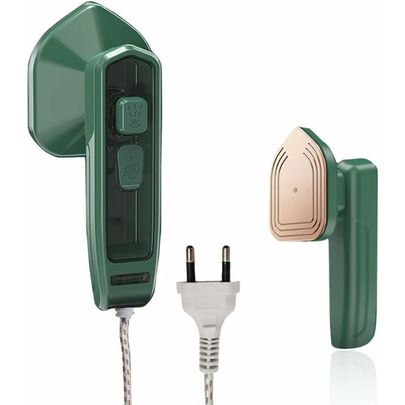 Fier de calcat cu abur 0805BM-BST3160864, portabil mini pentru calatorii si uz casnic, functie pulverizare, verde/roz-auriu, cu priza UE