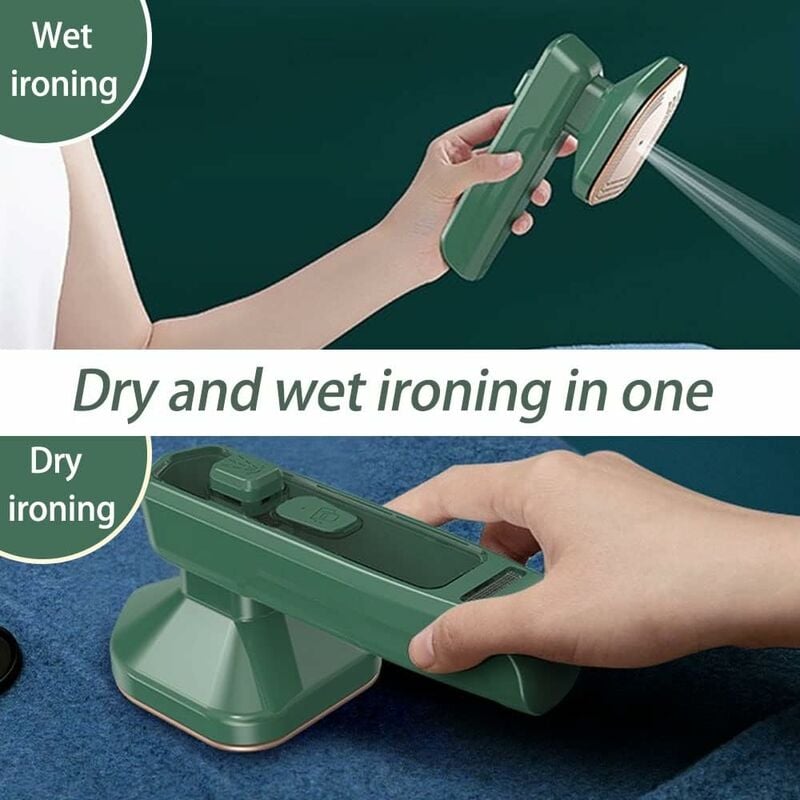 Fier de calcat cu abur 0805BM-BST3160864, portabil mini pentru calatorii si uz casnic, functie pulverizare, verde/roz-auriu, cu priza UE