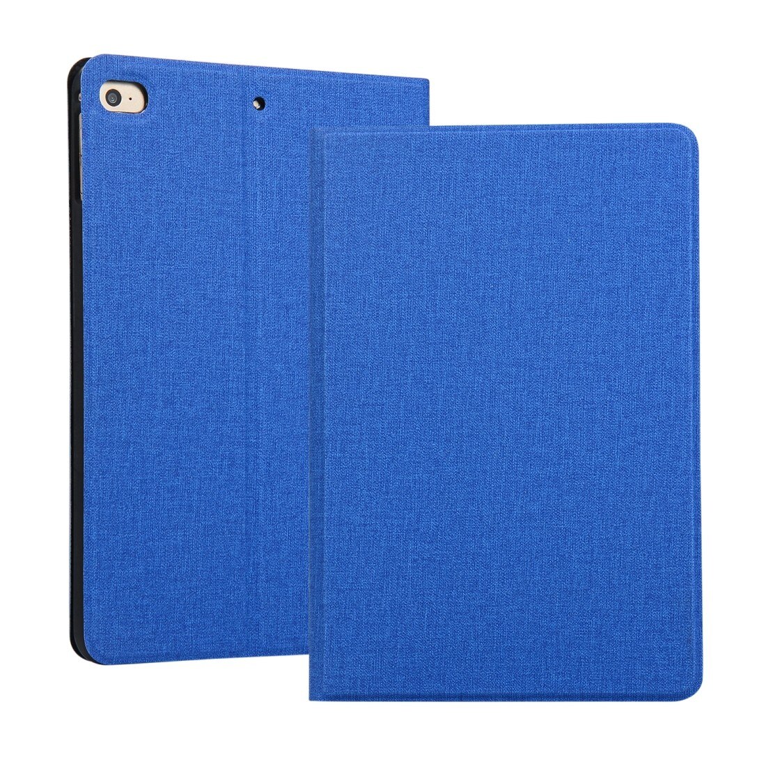 Husa pentru iPad Mini (2019), neagra, piele ecologica, cu suport, seria Fabric, functie wake&sleep
