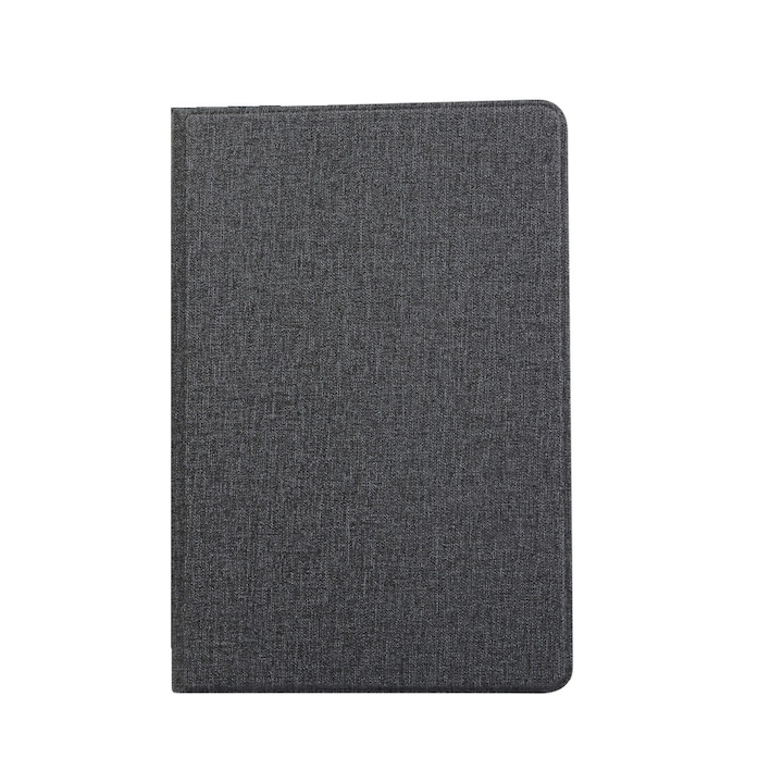 Husa pentru iPad Mini (2019), neagra, piele ecologica, cu suport, seria Fabric, functie wake&sleep