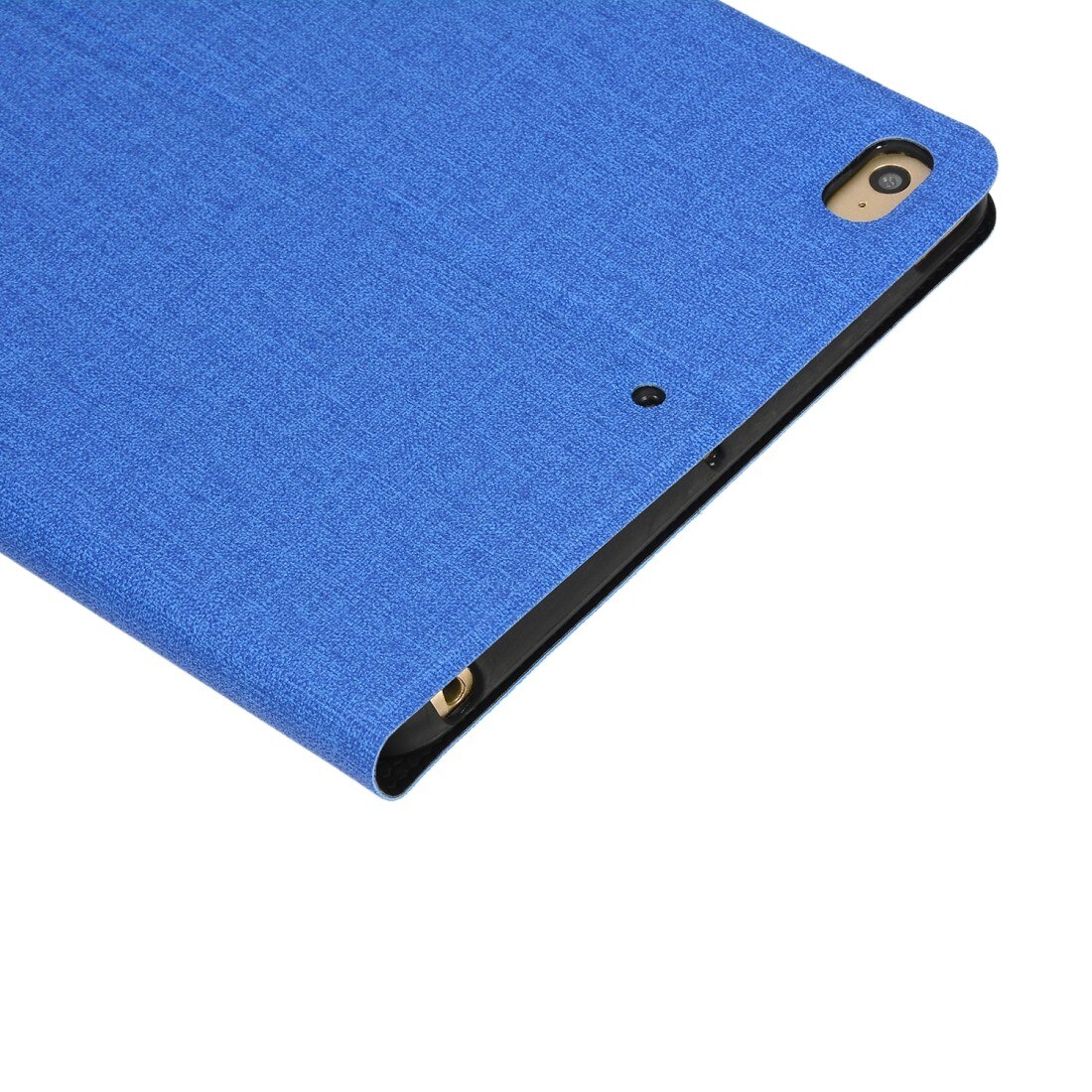 Husa pentru iPad Mini (2019), neagra, piele ecologica, cu suport, seria Fabric, functie wake&sleep
