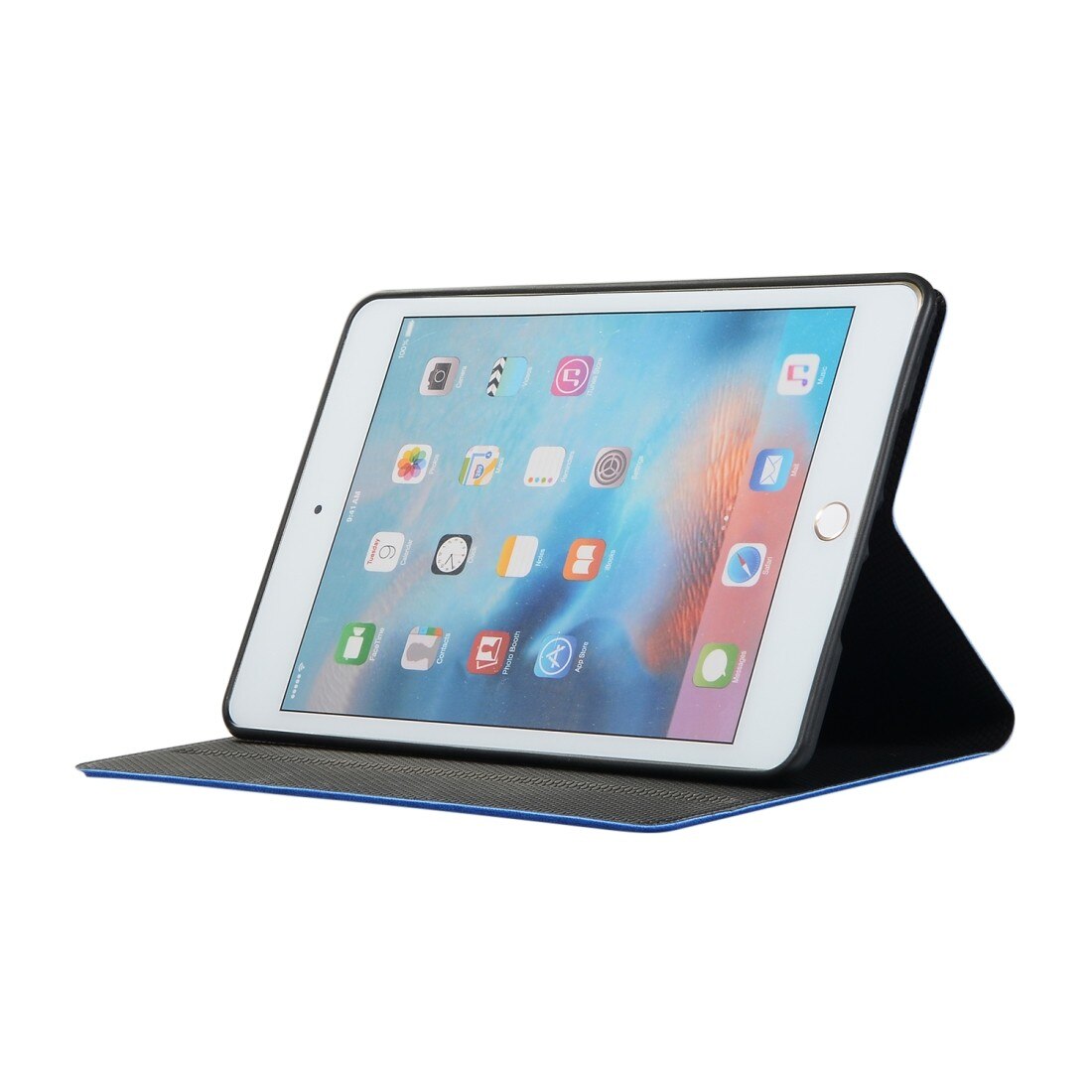 Husa pentru iPad Mini (2019), neagra, piele ecologica, cu suport, seria Fabric, functie wake&sleep