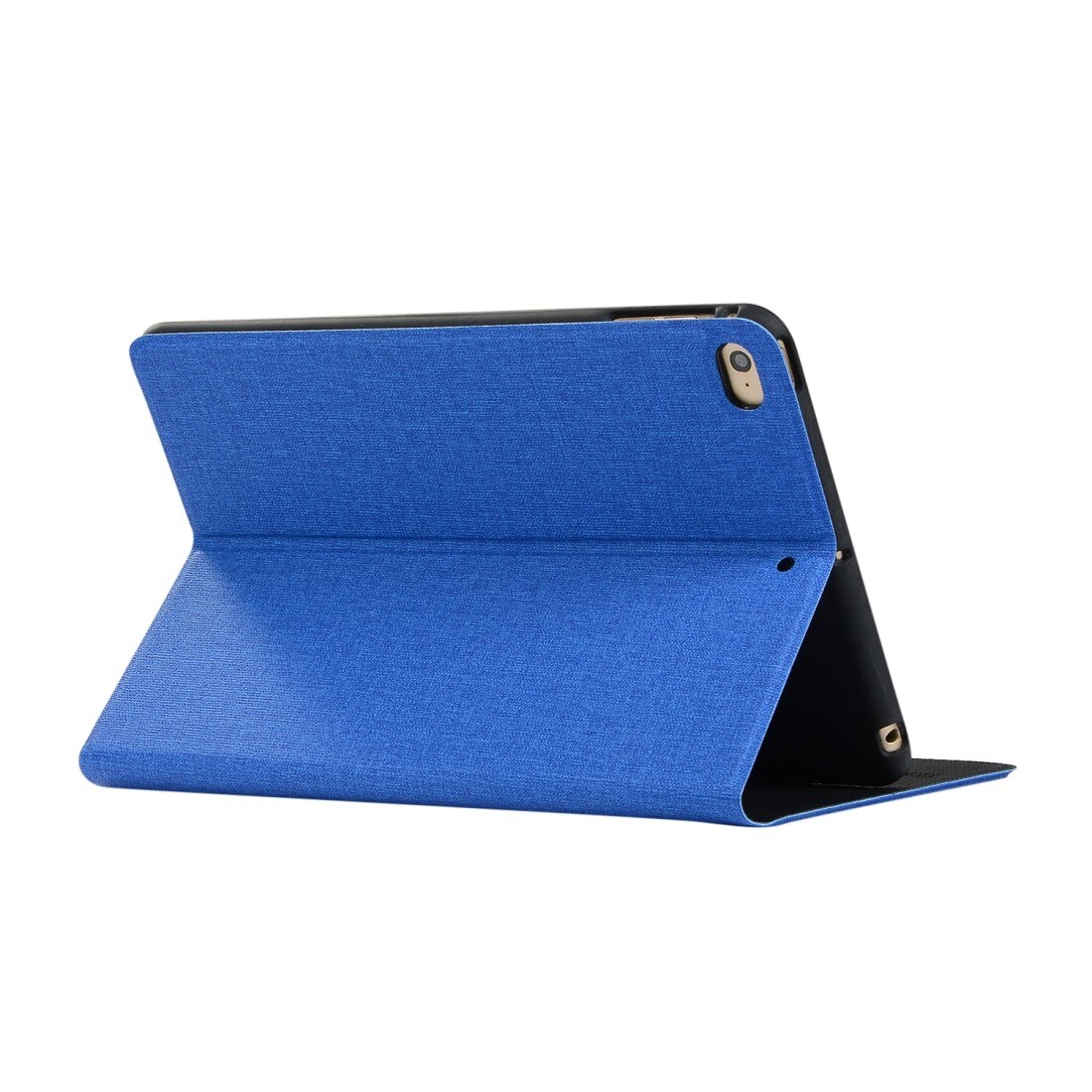 Husa pentru iPad Mini (2019), neagra, piele ecologica, cu suport, seria Fabric, functie wake&sleep
