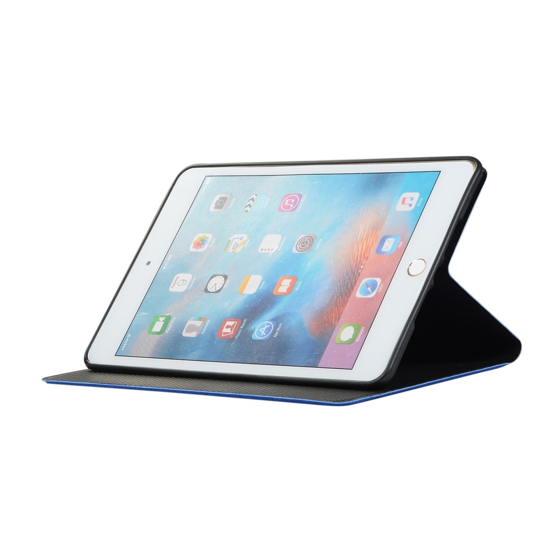 Husa pentru iPad Mini (2019), neagra, piele ecologica, cu suport, seria Fabric, functie wake&sleep