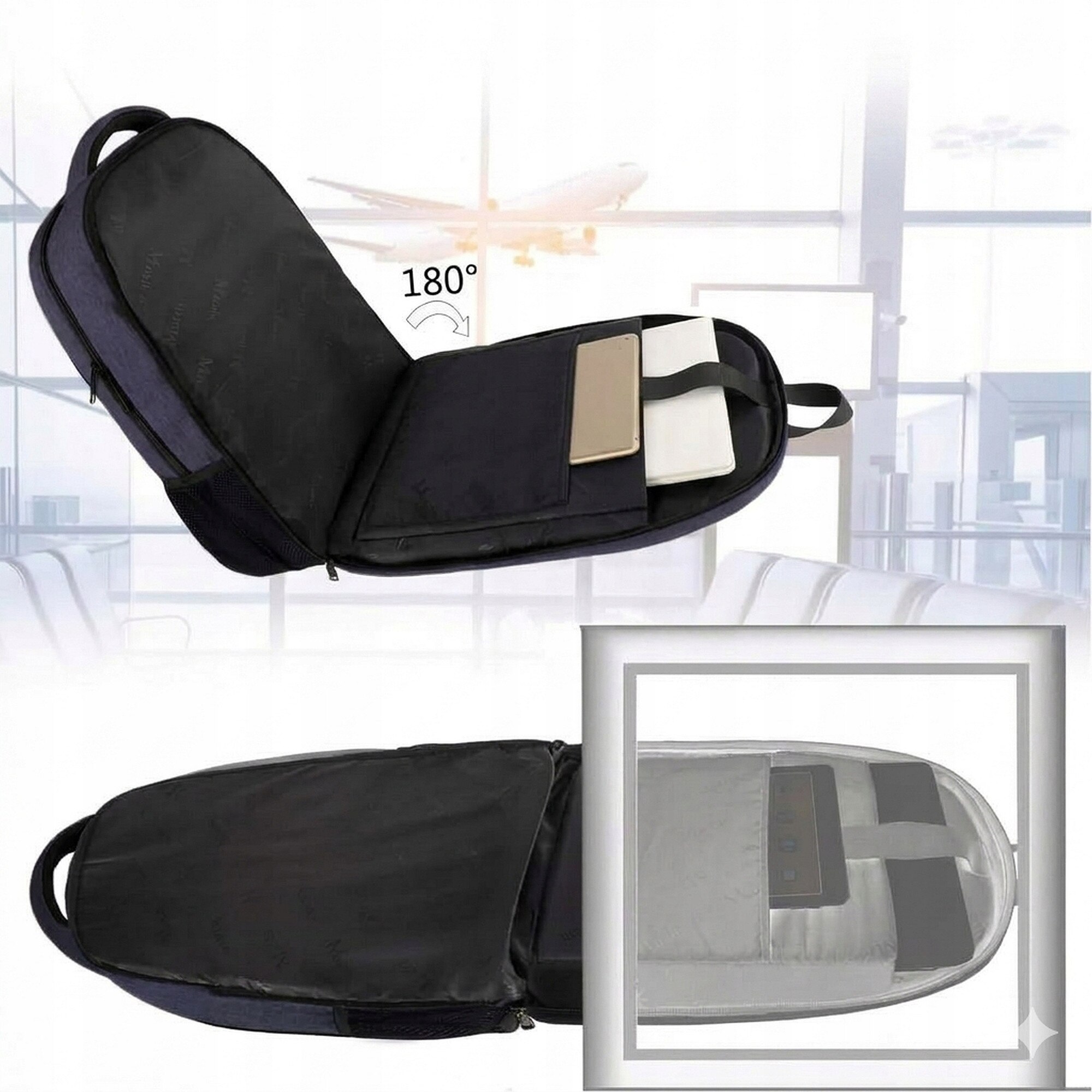 Rucsac Matein 1007, 3 compartimente, albastru, 48x35x20cm, 35L, USB, antifurt
