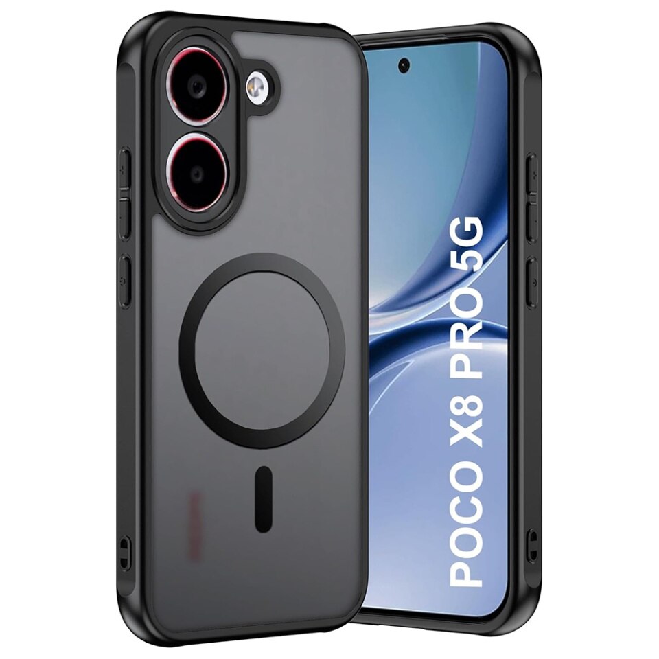 Husa pentru Xiaomi Poco X8 Pro MagSafe, Antisoc, Finisaje Premium, PureFrost, set cu sticker, Negru frost