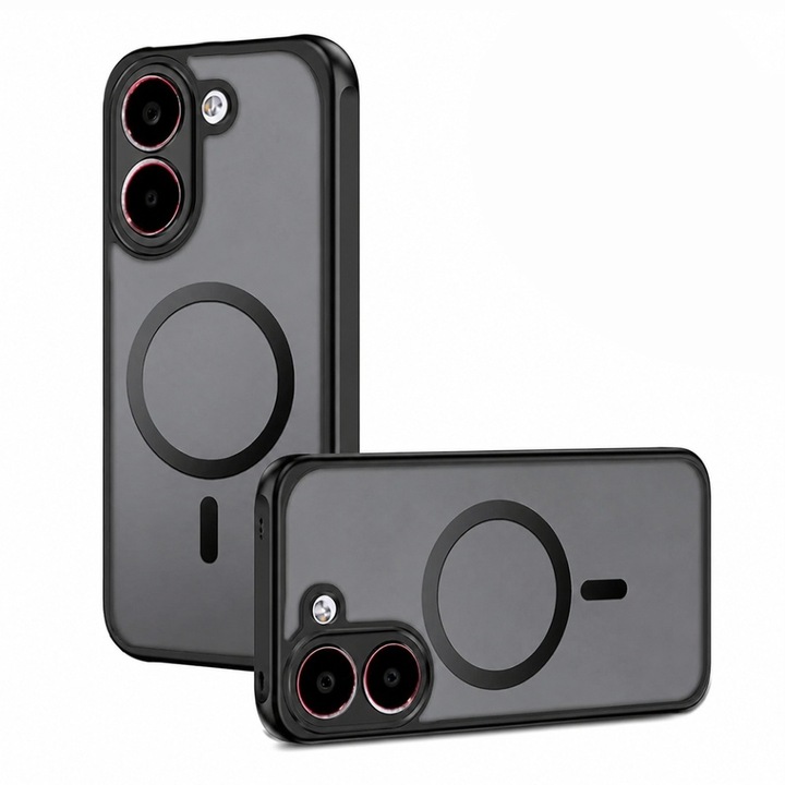 Husa pentru Xiaomi Poco X8 Pro MagSafe, Antisoc, Finisaje Premium, PureFrost, set cu sticker, Negru frost