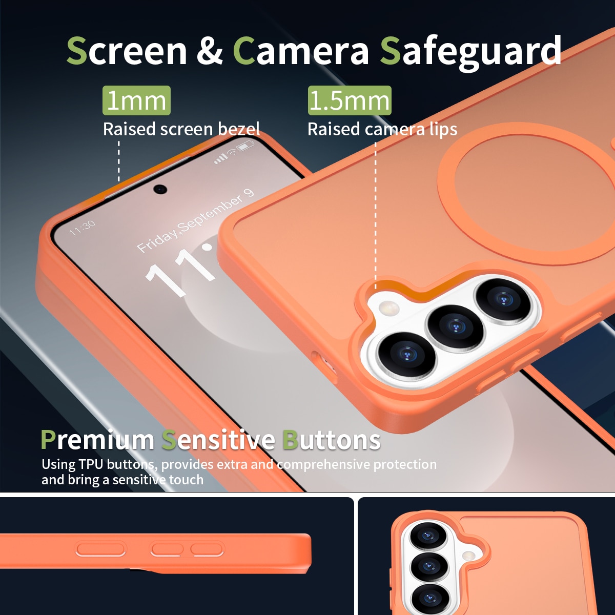 Husa de protectie pentru Samsung Galaxy S26 Plus, Omelivon, MagSafe, Incarcare Wireless, Antisoc, Margini Ridicate pentru Protectia Ecranului si a Camerelor, Materiale Premium, Portocaliu