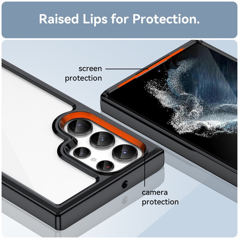 Husa telefon, pentru Samsung Galaxy S22 Ultra De inalta calitate Hard Backplane Soft Border Pure si Luminos Simtire confortabila, Negru, Transparent