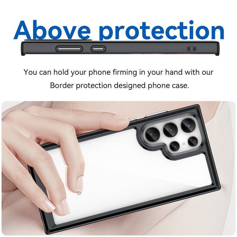 Husa telefon, pentru Samsung Galaxy S22 Ultra De inalta calitate Hard Backplane Soft Border Pure si Luminos Simtire confortabila, Negru, Transparent