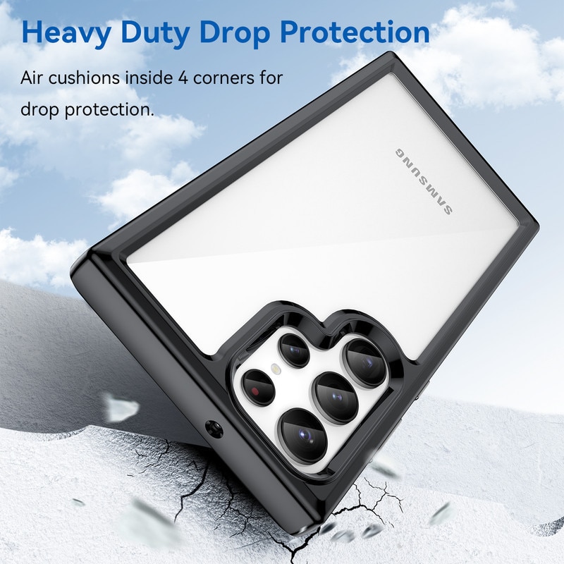 Husa telefon, pentru Samsung Galaxy S22 Ultra De inalta calitate Hard Backplane Soft Border Pure si Luminos Simtire confortabila, Negru, Transparent