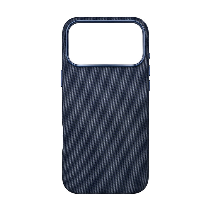 Husa cu Aspect Textil Texturata pentru iPhone 17 PRO MAX, HEYBINGO®, Magnetica Premium, Protectie Antisoc, Albastru