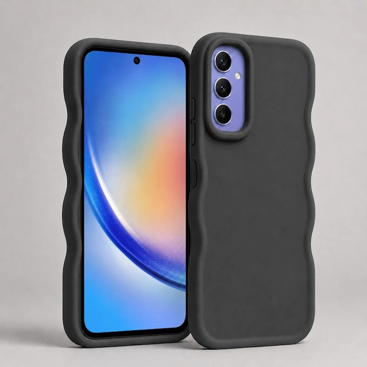 Husa pentru Samsung Galaxy A54 5G, protectie Anti-Soc si design ondulat Candy - Negru