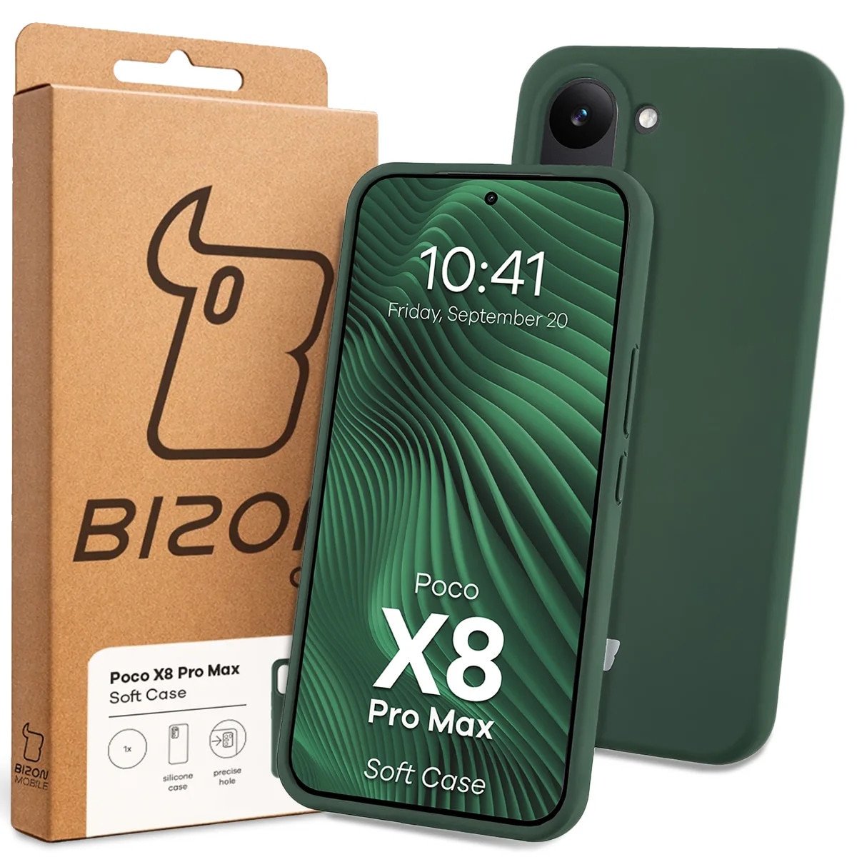 Husa Bizon Soft Case pentru Xiaomi POCO X8 Pro Max, verde inchis