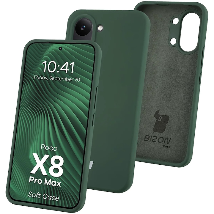 Husa Bizon Soft Case pentru Xiaomi POCO X8 Pro Max, verde inchis