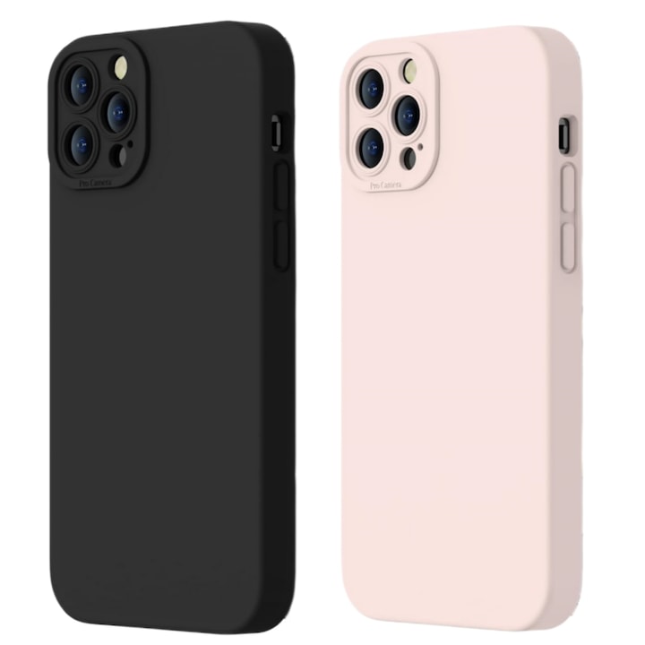Set 2 Husa pentru iPhone 16 plus, Soft Silicone Premium, Microfibra in Interior, de Protectie, Ultra Slim, pentru Incarcare Wireless, Margini Ridicate pentru Protectia Ecranului si a Camerelor, Vanaxalife®, Alb/ Negru