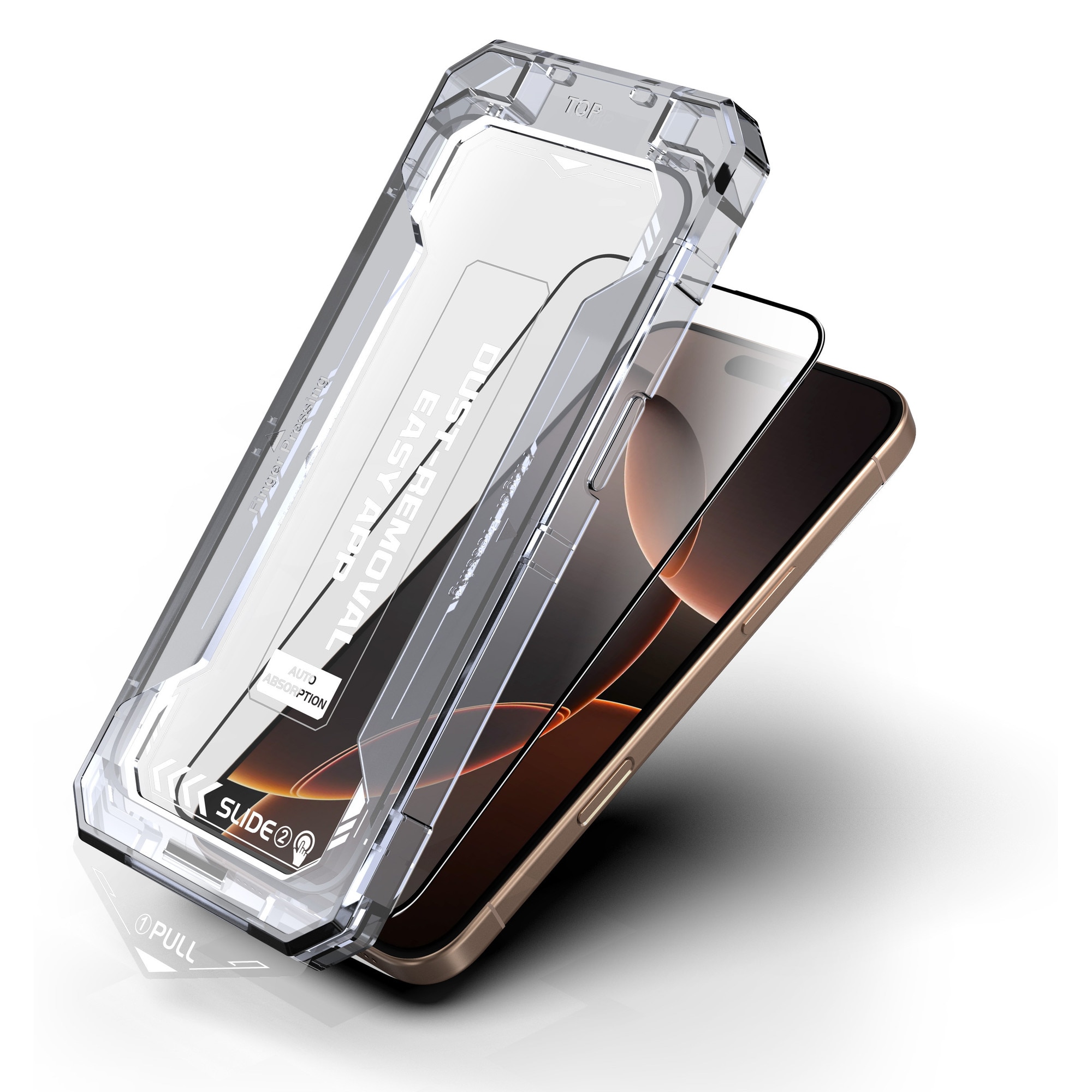 Folie sticla pentru Iphone 17 PRO, Clear, Sticla securizata 0.33mm, Anti-amprenta cu margini negre 6.3", instalare usoara si rapida cu dispozitiv de potrivire automata in 30 sec cu Easy Install Kit, protectie telefon, RikBo®