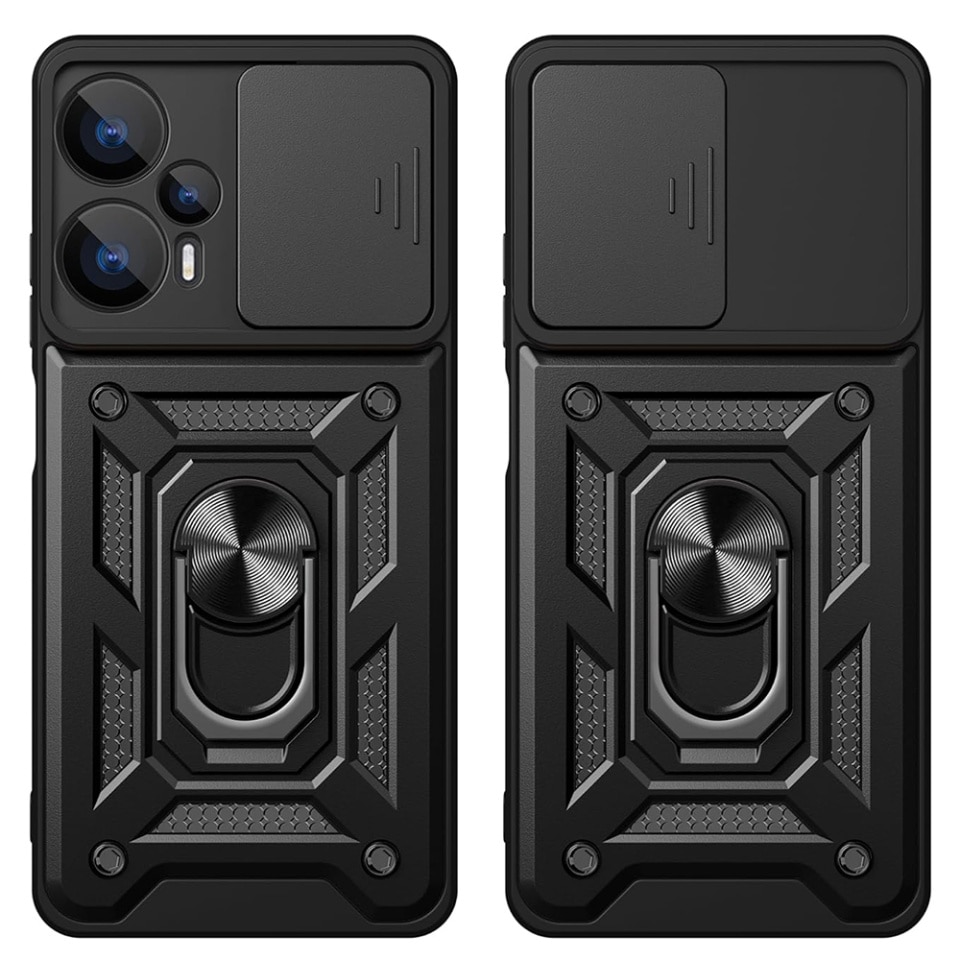 Husa pentru Xiaomi Poco F6 cu inel magnetic si protectie camera Skyddar CamShield - Negru