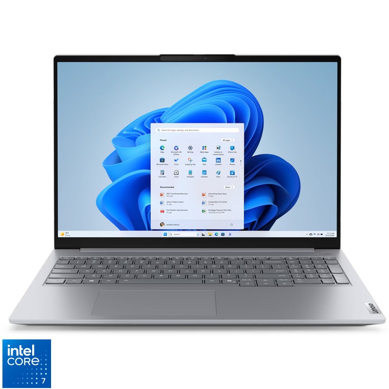 Laptop Lenovo 16'' ThinkBook 16 G8 IRL, WUXGA IPS, Procesor Intel® Core™ 7 240H (24M Cache, up to 5.20 GHz), 64GB DDR5, 1.5 TB SSD, Intel Graphics, No OS, Arctic Grey