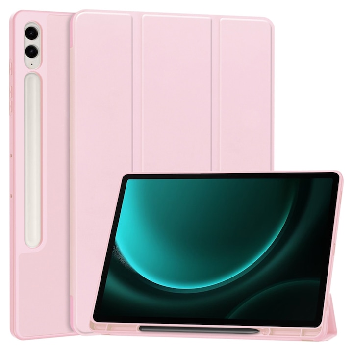 Husa Samsung Galaxy Tab S9 FE Plus Techsuit Flex Trifold Pen, roz