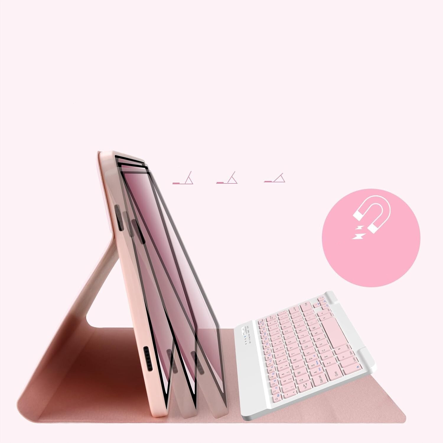 Husa cu tastatura pentru Lenovo Tab P11 2nd Gen, roz, 11.5 inch