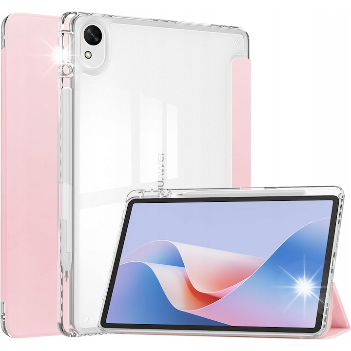 Husa tableta cu clapeta, Supero, roz, pentru Huawei MatePad SE 11 2024, material premium, slot pentru stylus