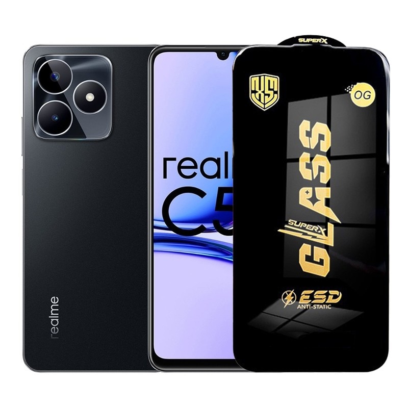 Folie de Protectie pentru Realme C53, selexmo, Sticla Securizata ESD, Margini Negre, Rezistenta la Zgirieturi, Antistatica, 0.35 mm, Transparenta