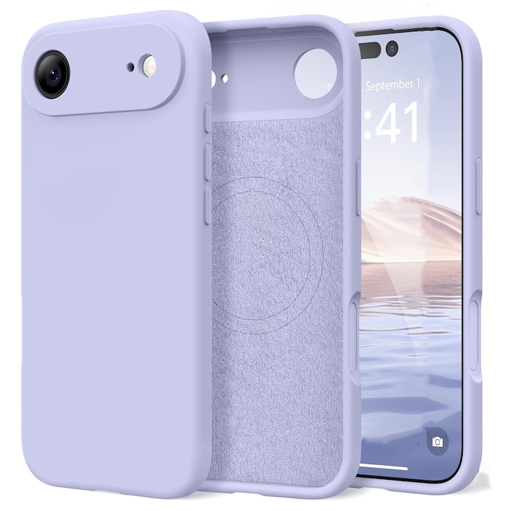 Husa pentru Apple iPhone 17 Air Daden® Silicon SoftFlex, MagSafe, Ultra Slim, Protectie sporita, Interior de microfibra, Mov deschis