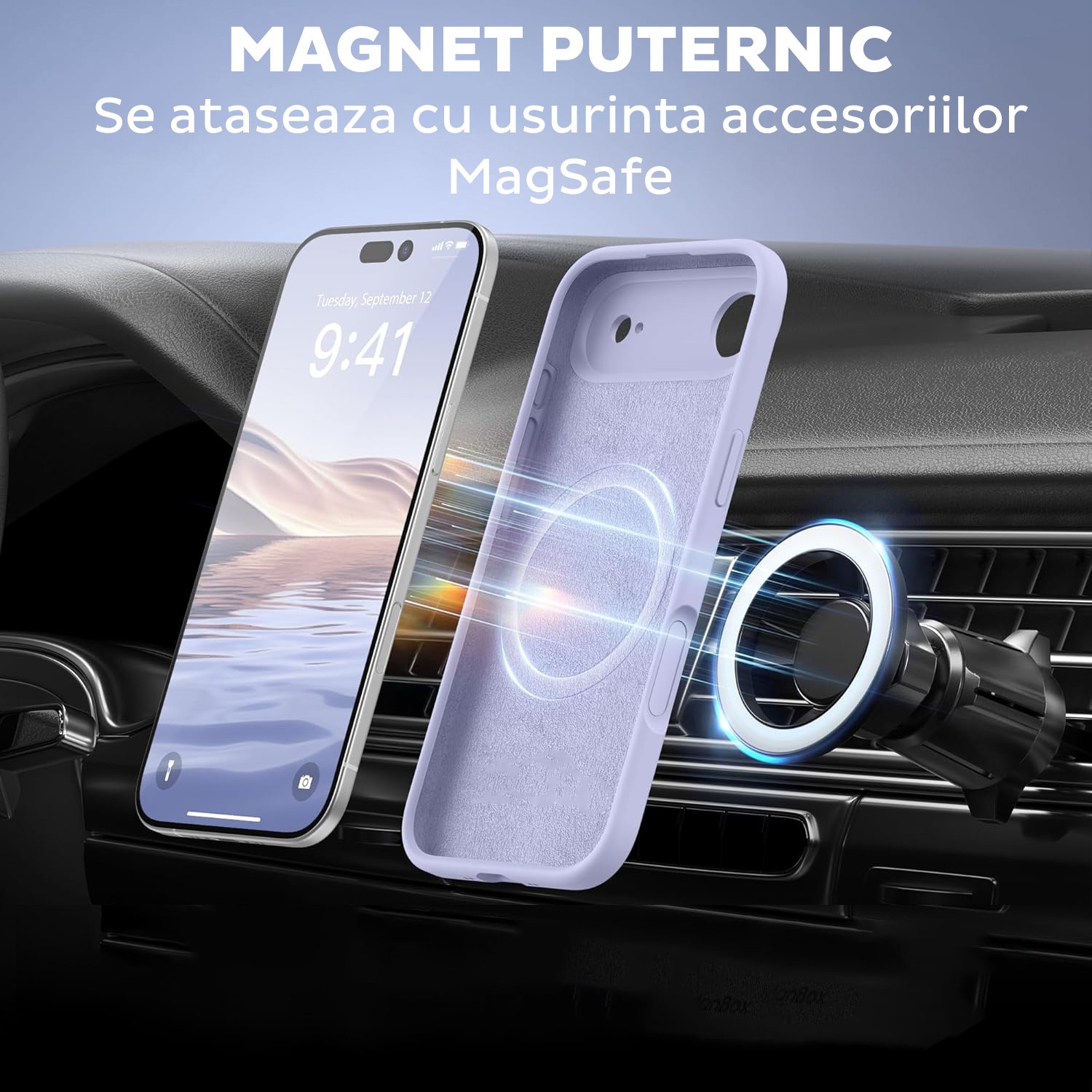Husa pentru Apple iPhone 17 Air Daden® Silicon SoftFlex, MagSafe, Ultra Slim, Protectie sporita, Interior de microfibra, Mov deschis