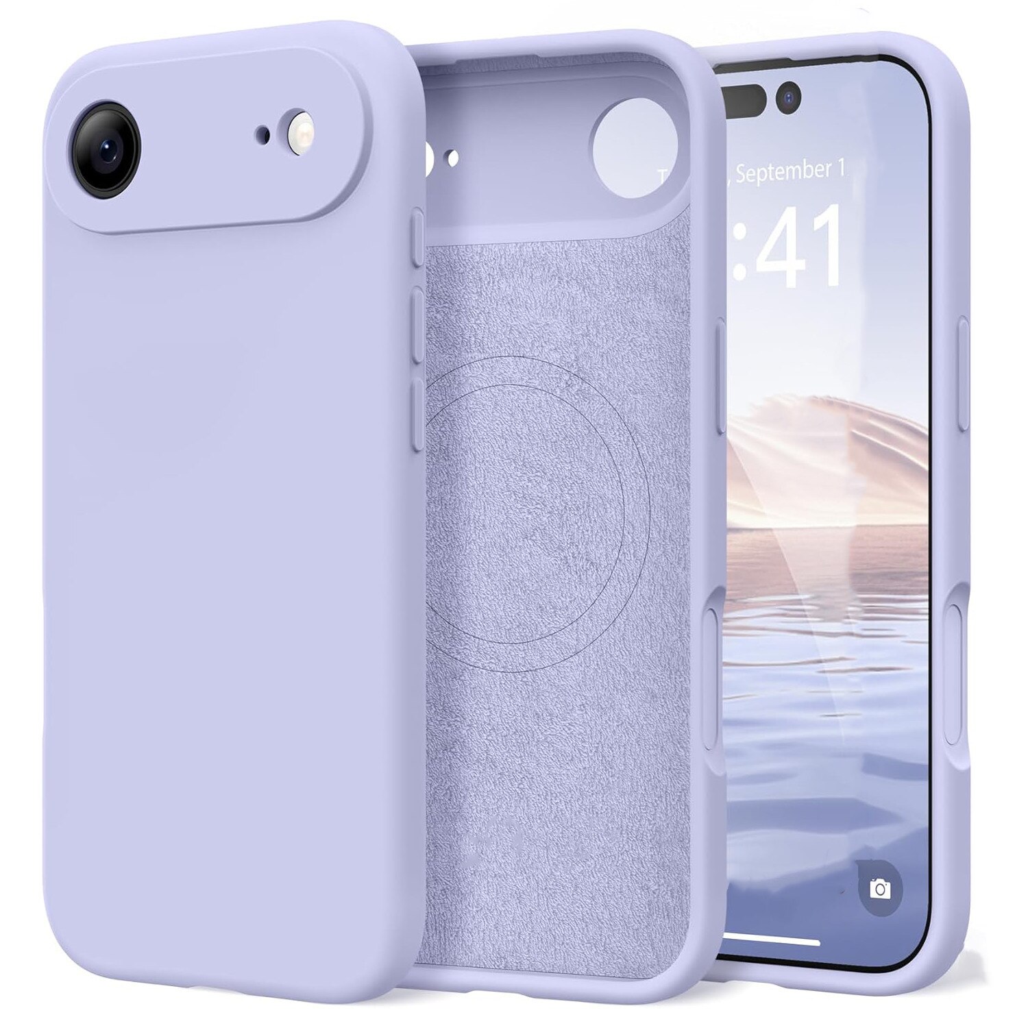 Husa pentru Apple iPhone 17 Air Daden® Silicon SoftFlex, MagSafe, Ultra Slim, Protectie sporita, Interior de microfibra, Mov deschis