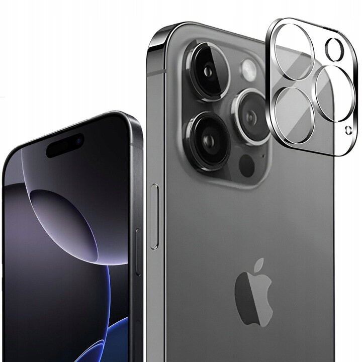 Folie protectie camera XGSM pentru iPhone 16 Pro / 16 Pro Max, transparenta, 9H, set instalare