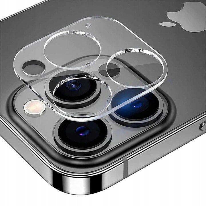 Folie protectie camera XGSM pentru iPhone 16 Pro / 16 Pro Max, transparenta, 9H, set instalare