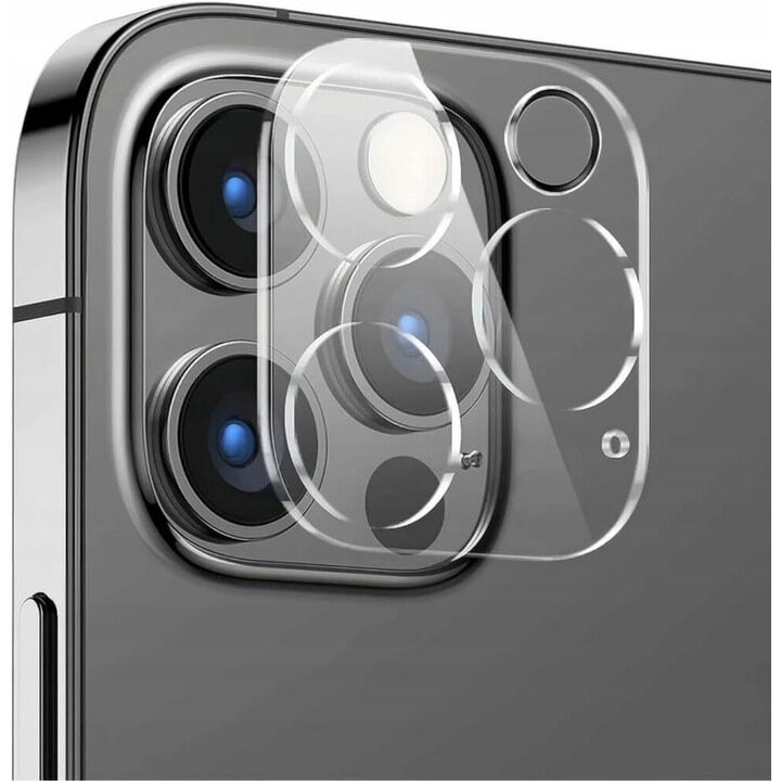 Folie protectie camera XGSM pentru iPhone 16 Pro / 16 Pro Max, transparenta, 9H, set instalare