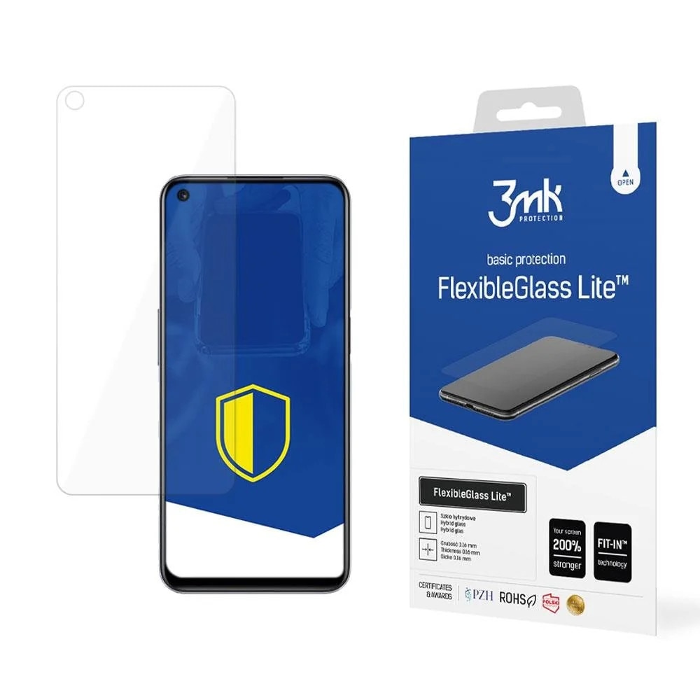 Folie ecran 3MK FlexibleGlass Lite, pentru Realme 9 5G India, Structura hibrida, 6H, 0.16 mm, Transparent