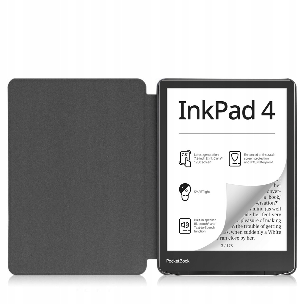 Husa Slim, Supero, PocketBook, potrivita pentru InkPad 4 7.8 / Color 2 / Color 3, protectie la socuri, montare/demontare usoara, acces porturi, material de inalta calitate, albastru