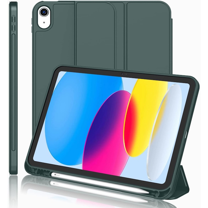 Husa pentru tableta, Supero, compatibil Apple, pentru iPad Air 11" M3/M2 si 10.9" 5/4 Gen (2025/2024/2022/2020), cu spate dur rezistent la zgarieturi, cu suport integrat pentru stylus si clapeta auto-wake/auto-sleep, rabatabila tip stand, decupaje