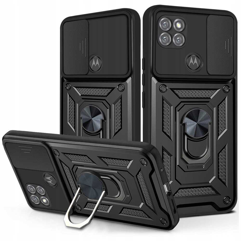 Etui Spacecase CamRing pentru Motorola Moto G9 Power, protectie cu slider, suport video, negru