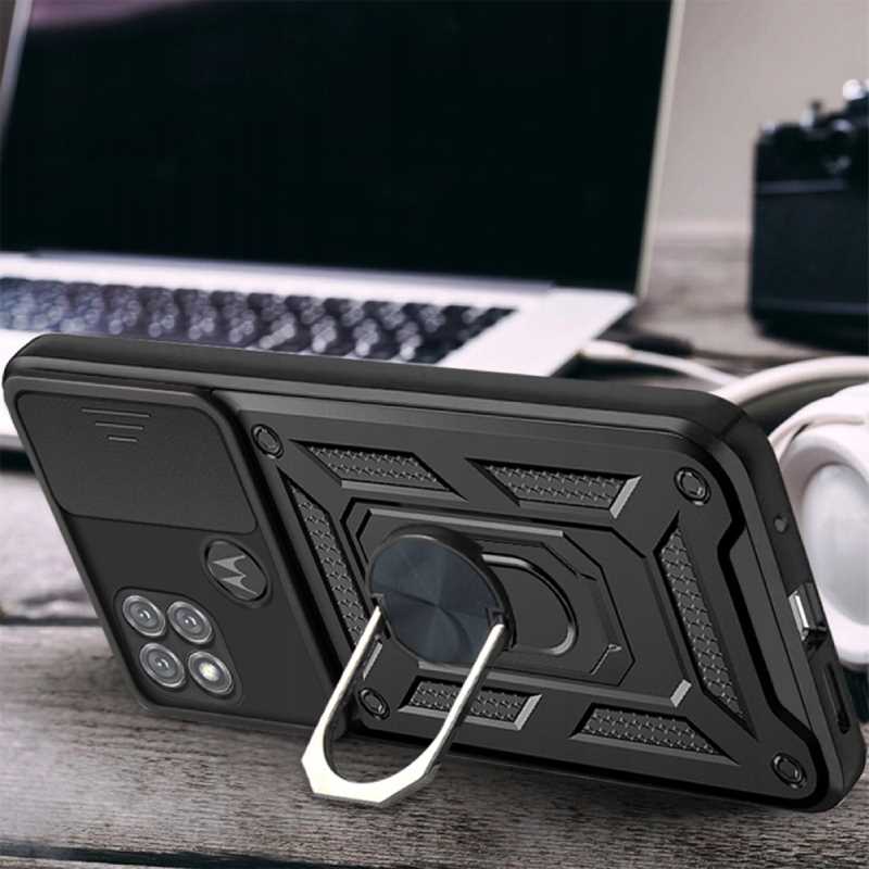 Etui Spacecase CamRing pentru Motorola Moto G9 Power, protectie cu slider, suport video, negru