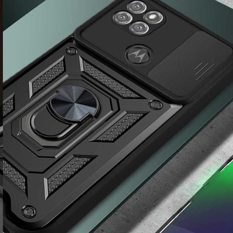 Etui Spacecase CamRing pentru Motorola Moto G9 Power, protectie cu slider, suport video, negru