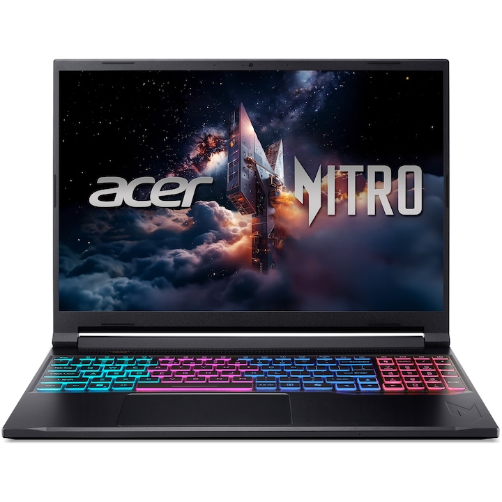 Laptop Gaming Acer Nitro V 16S AI ANV16S-41-R7QH pana la AMD Ryzen™ 7 260 pana la 5.1GHz, 16'' WUXGA, IPS, 180Hz, 16GB DDR5 RAM, 1TB SSD, NVIDIA® GeForce RTX 5060 8GB GDDR7, No OS, Obsidian Black