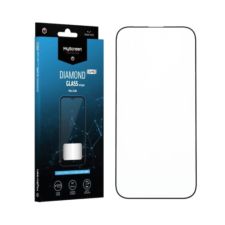 Folie Sticla Securizata Japoneza My Screen Diamond Edge Lite Pentru iPhone 14 Pro Max, Full Glue, Full Cover