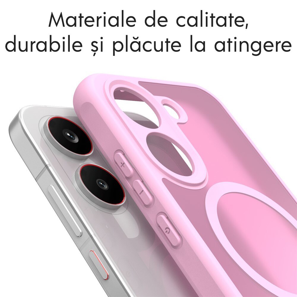 Husa compatibila Xiaomi Poco X8 Pro Daden® HaloFrost II, MagSafe, Antisoc, Incarcare wireless, Calitate Premium, Roz