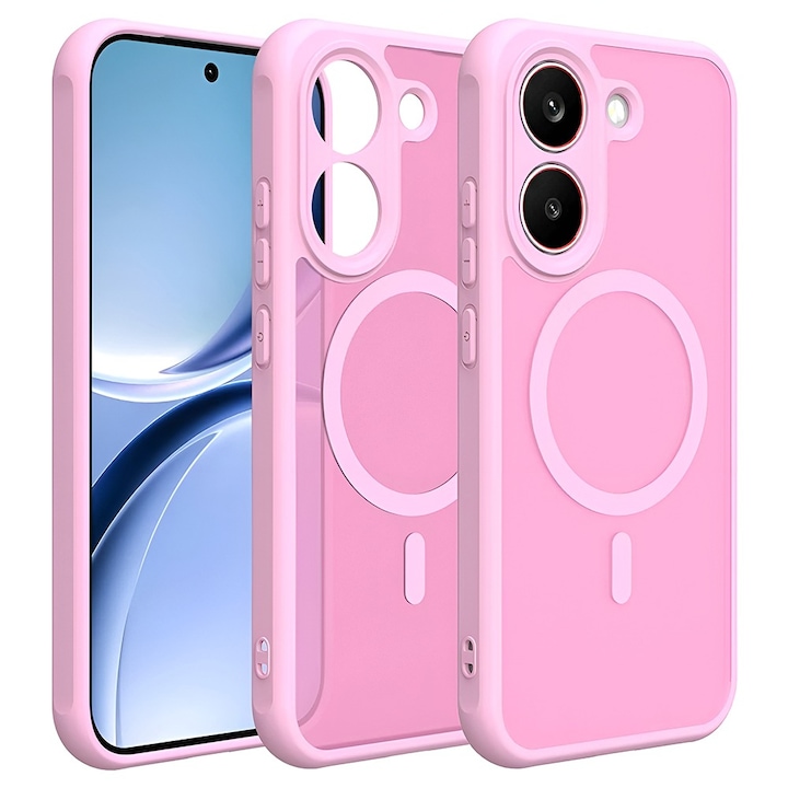 Husa compatibila Xiaomi Poco X8 Pro Daden® HaloFrost II, MagSafe, Antisoc, Incarcare wireless, Calitate Premium, Roz