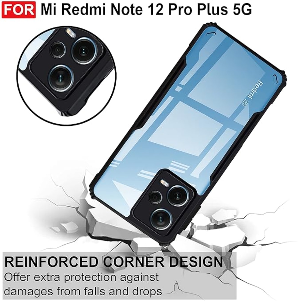 Husa Compatibil cu Telefon de Protectie Hybrid Armor GEO, Compatibila cu Xiaomi Redmi Note 12 Pro Plus, Negru/ Transparent