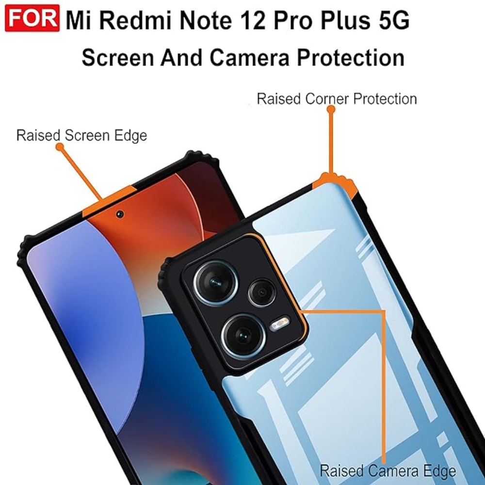 Husa Compatibil cu Telefon de Protectie Hybrid Armor GEO, Compatibila cu Xiaomi Redmi Note 12 Pro Plus, Negru/ Transparent