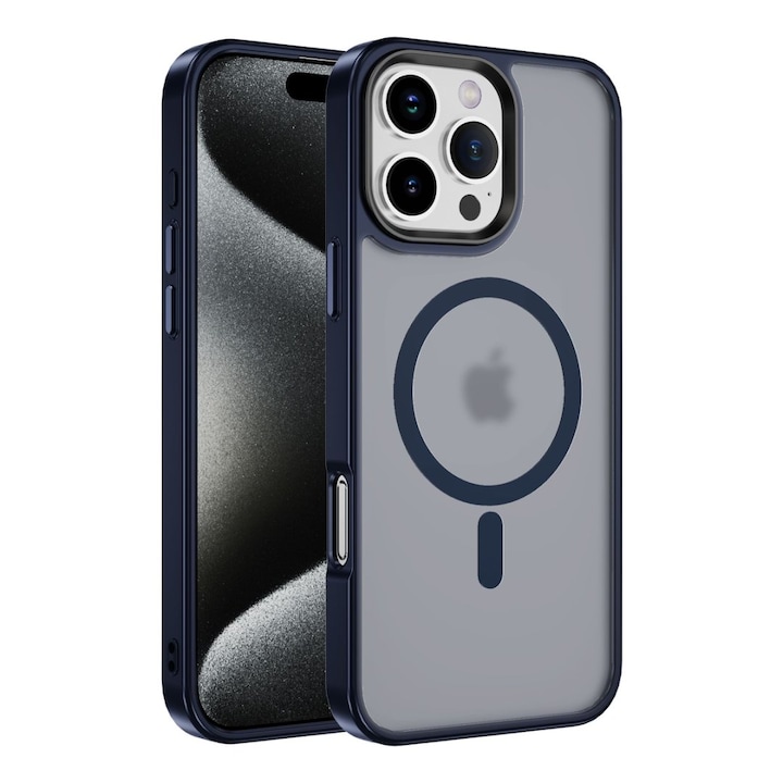 Husa pentru iPhone 16 Pro Max, Husa de Protectie, AIM TO POWER, Compatibila cu telefon Apple, MagSafe - Albastru