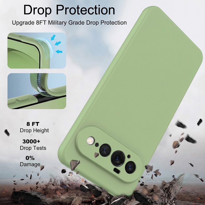 Husa pentru Google Pixel 11 PRO OEMG® Silicon case, protectie militara, interior din microfibra-Verde Pastel