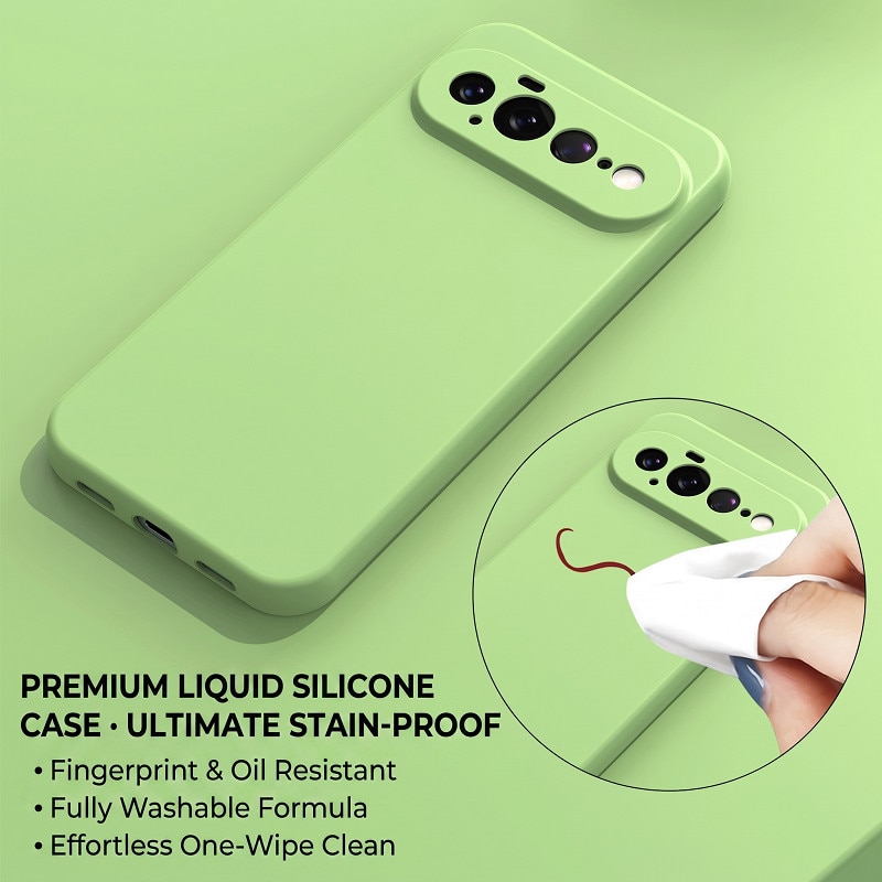 Husa pentru Google Pixel 11 PRO OEMG® Silicon case, protectie militara, interior din microfibra-Verde Pastel