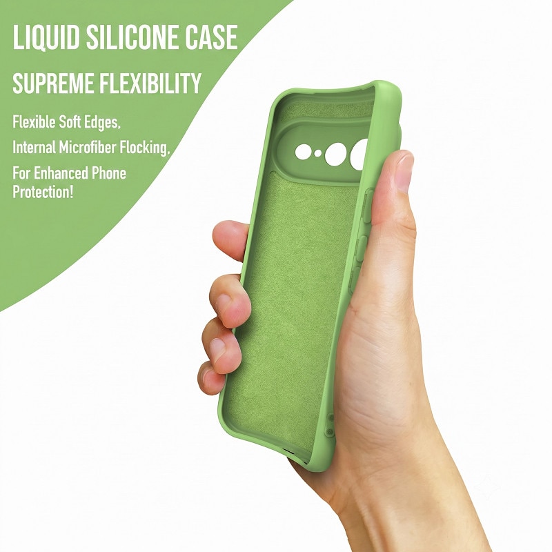 Husa pentru Google Pixel 11 PRO OEMG® Silicon case, protectie militara, interior din microfibra-Verde Pastel