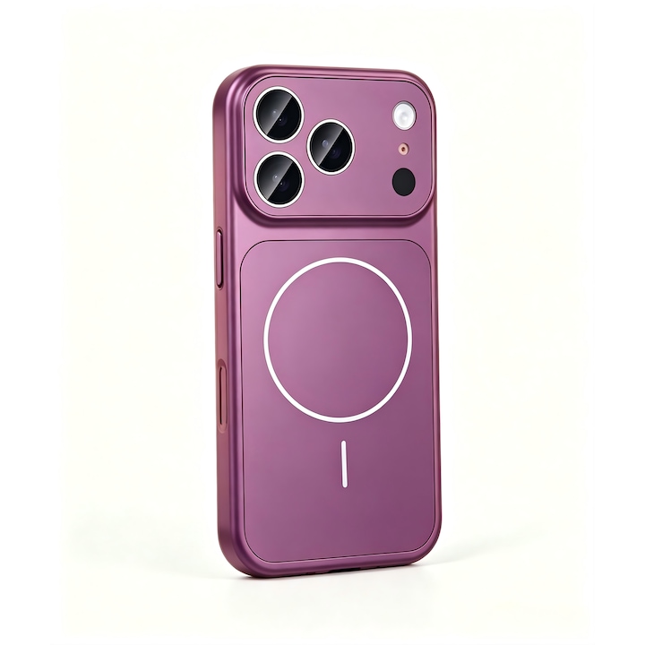 Husa telefon ultra-subtire magnetica mata, protectie lentila sticla Corning, pentru iPhone 16 Pro Max